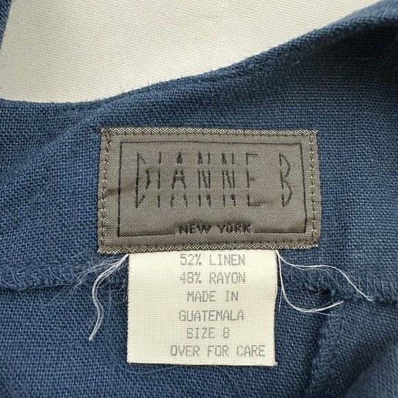 Diane B Vintage Linen Blend Sheath Dress Size 8 Navy Blue Sleeveless 90s - Picture 5 of 9